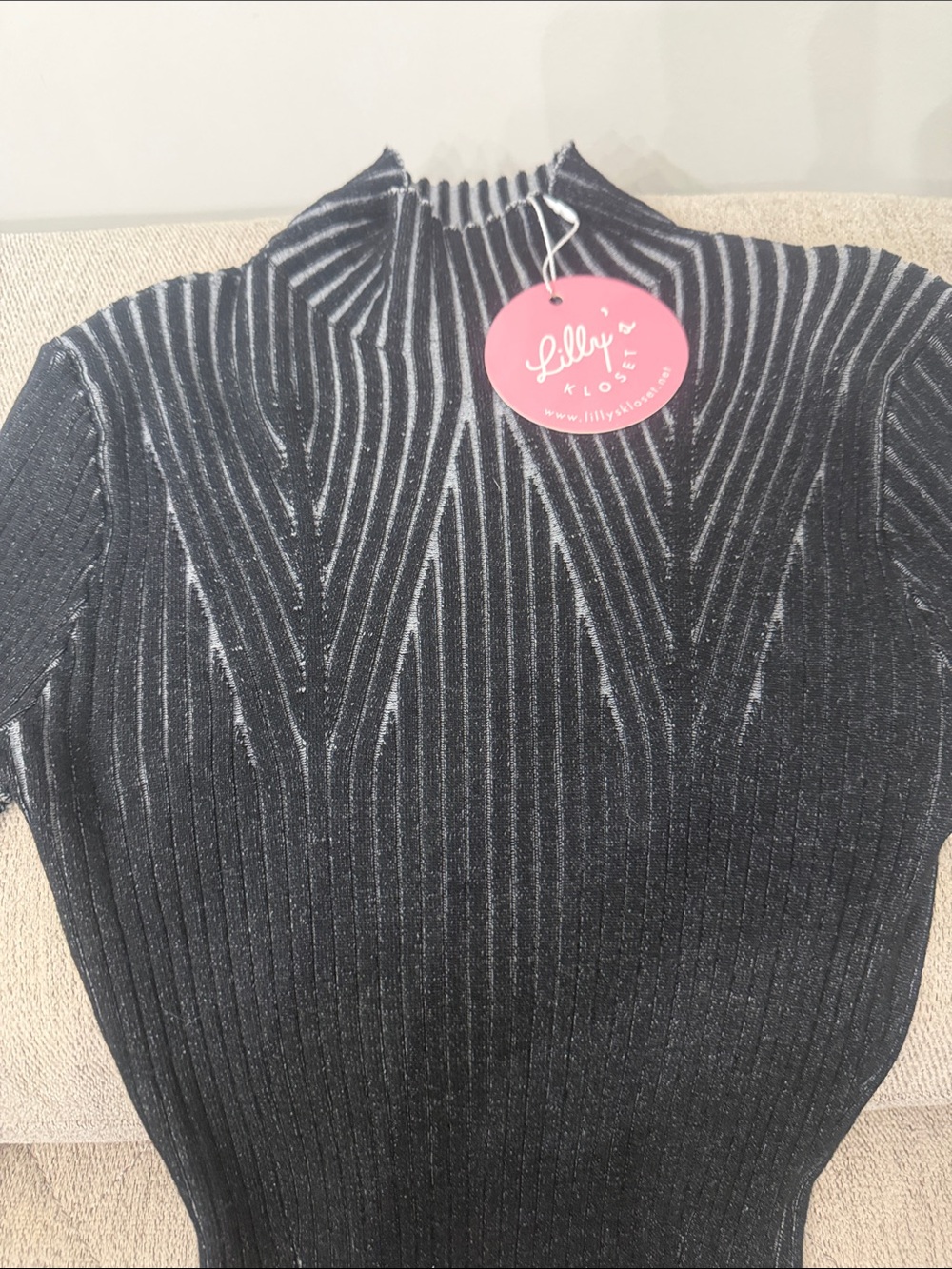 Lilly’s Closet-Black Ribbed Mock Neck Women’s Sweater Dress